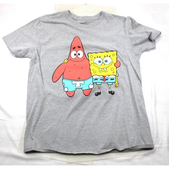 SpongeBob SquarePants Gray T-Shirt Featuring Patrick & SpongeBob Large - Picture 1 of 5